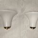 Pair of Italian wall sconces, frosted glass, brass.