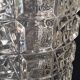 Paire de grands vases en verre pressé avec motifs géométriques par Sklo Uni