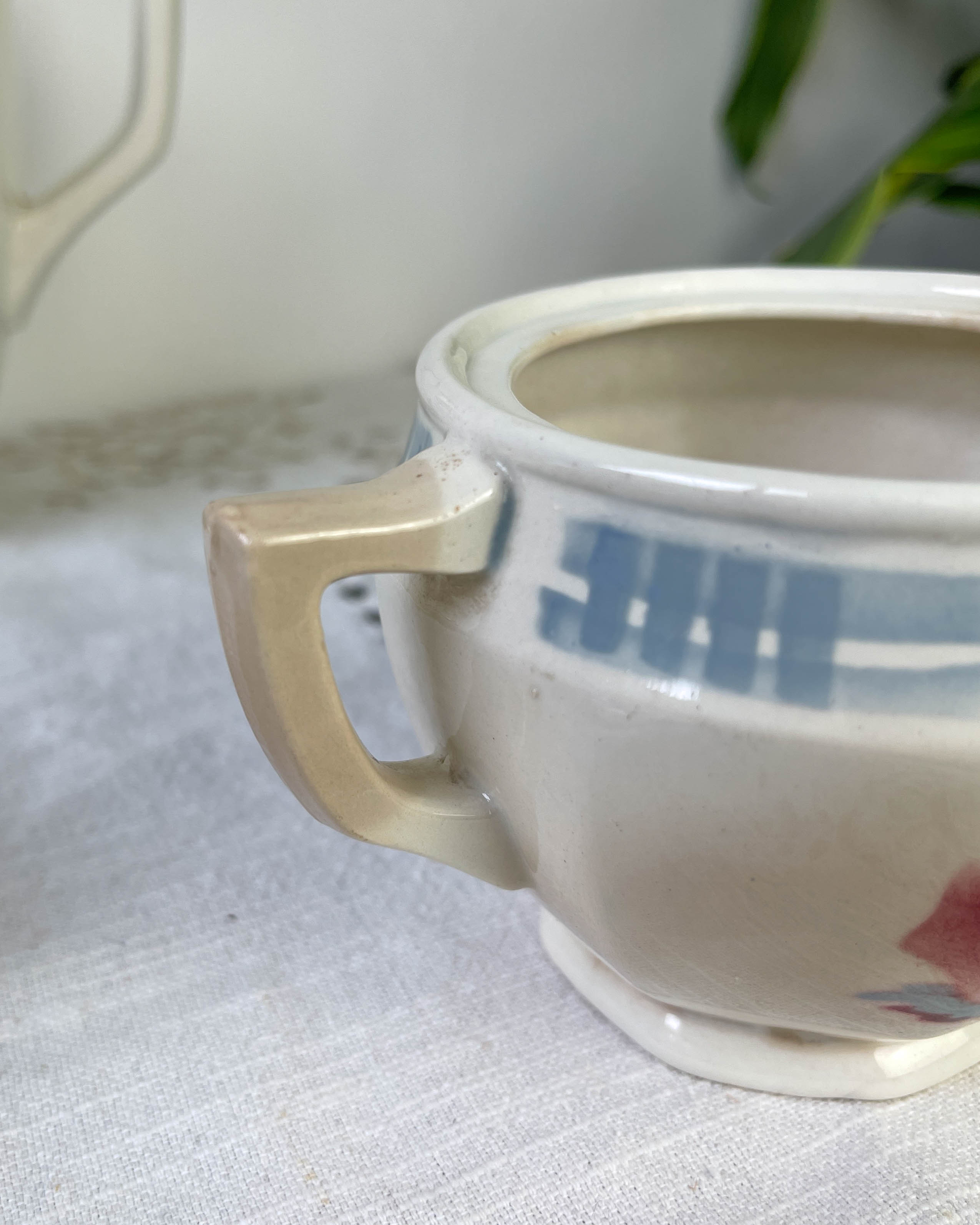 Vintage tea set in Sarreguemines flowered earthenware, "Troyes" model