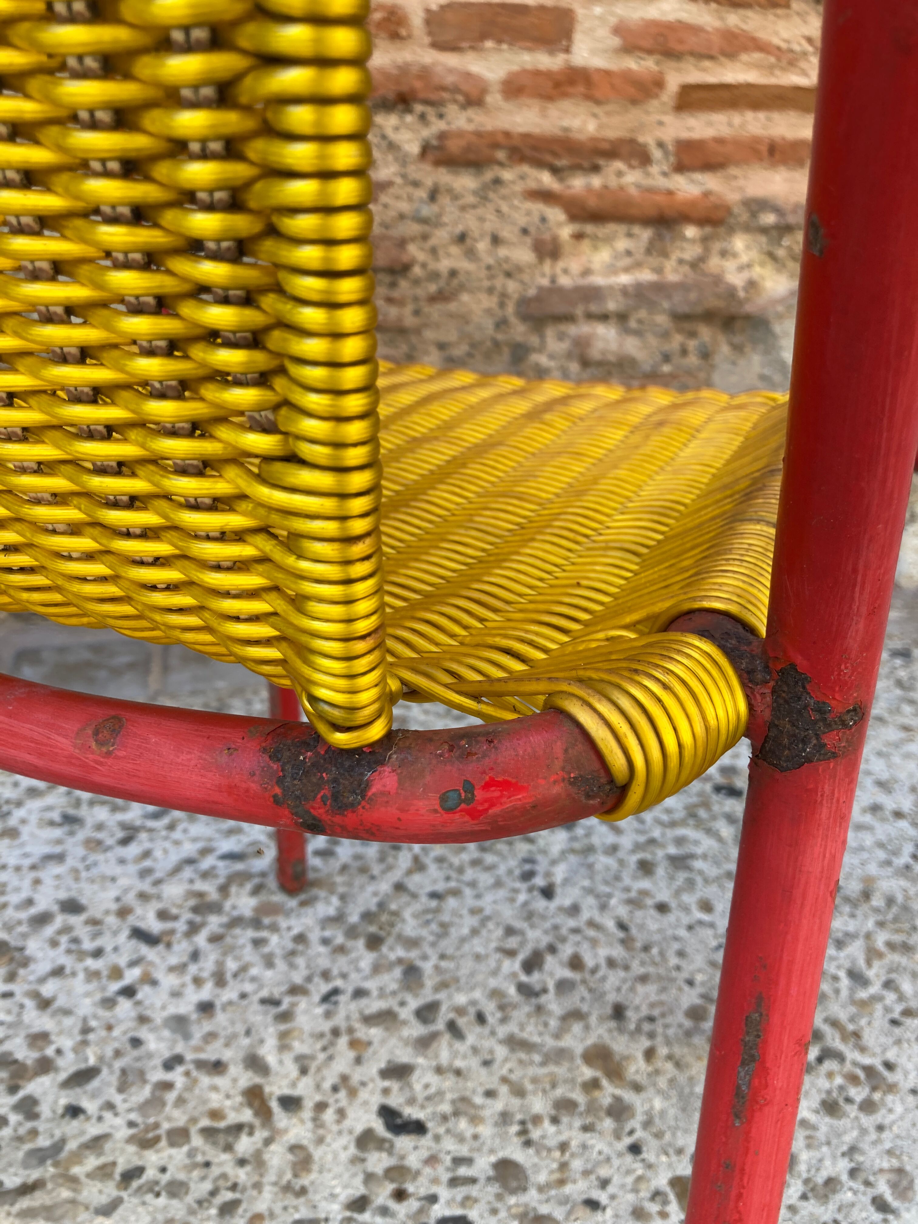 Garden armchair in scoubidou