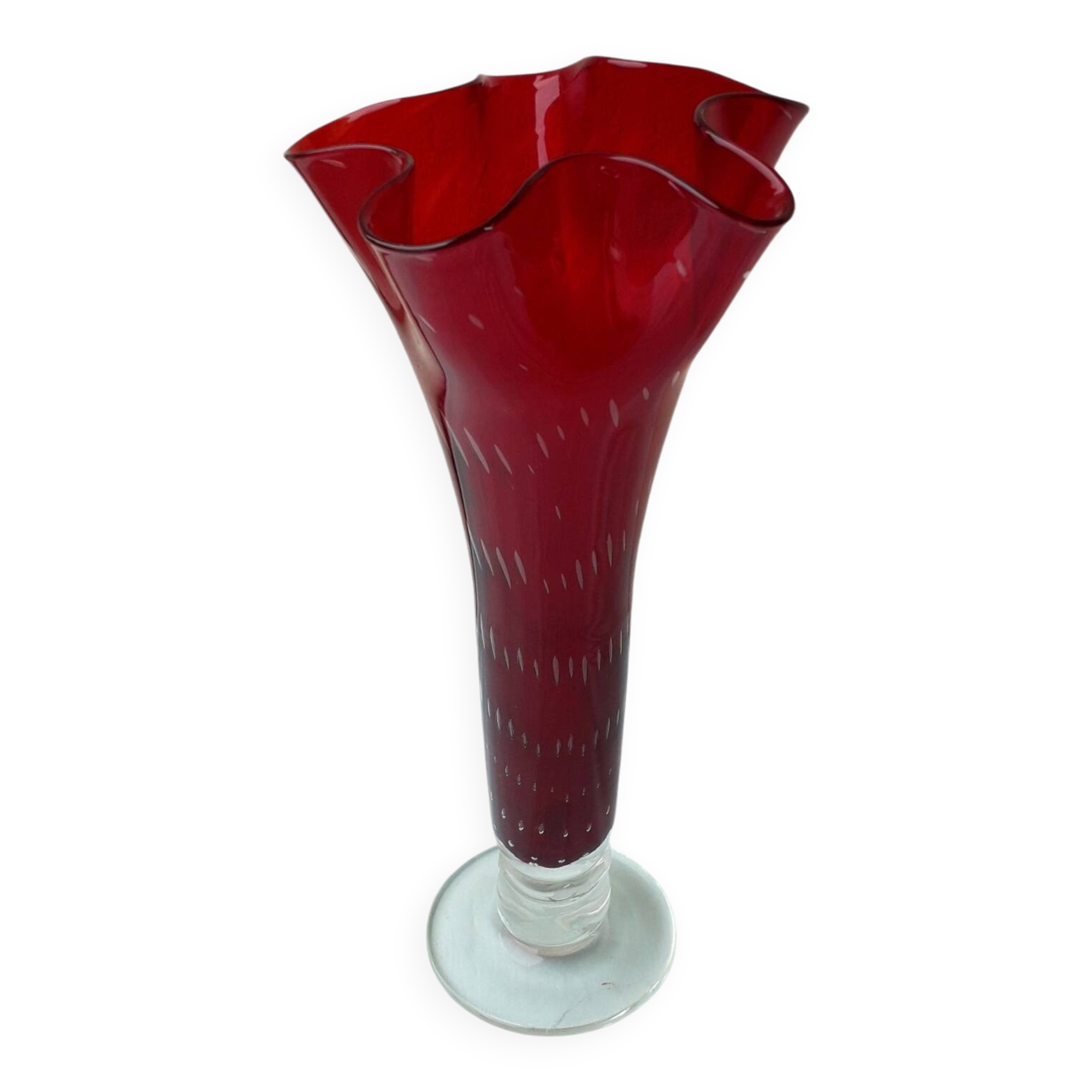 Red glass vase