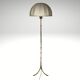Lampadaire en laiton et imitation bambou avec abat-jour champignon, France, années 1950