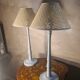 pair of grey-blue lacquered wooden bedside lamps 48x25 compliant with electrical standards