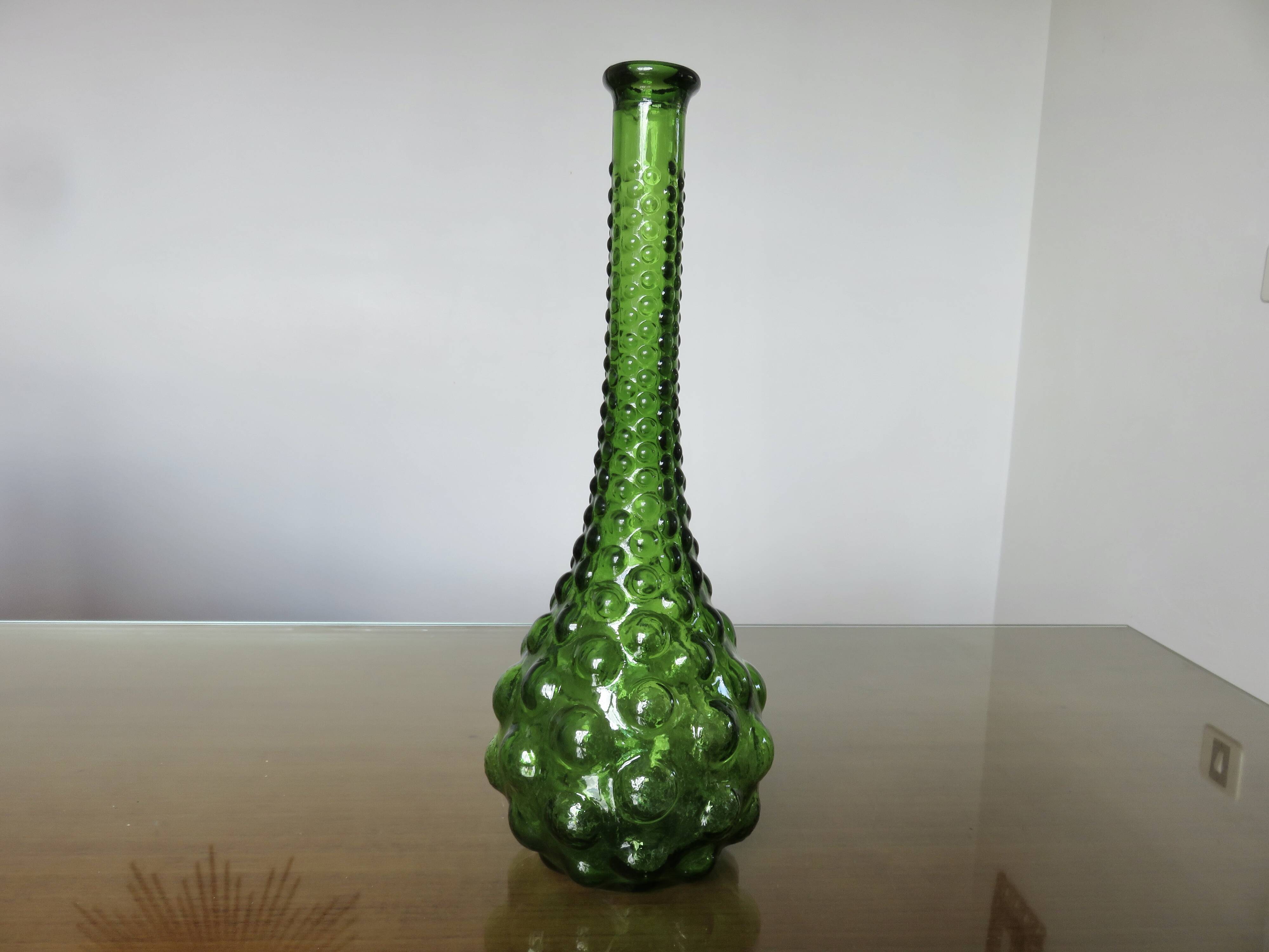 Bottle, carafe Italy, Empoli, in bubbled glass 1960