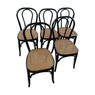 Lot of 5 black chairs canna laqué