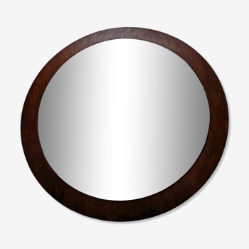 Round wooden mirror