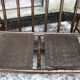 2-seater rattan sofa with vintage velvet cushions from the 70s