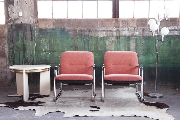 Chrome armchair with Knoll textile, 1980s