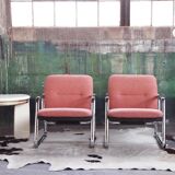 Chrome armchair with Knoll textile, 1980s