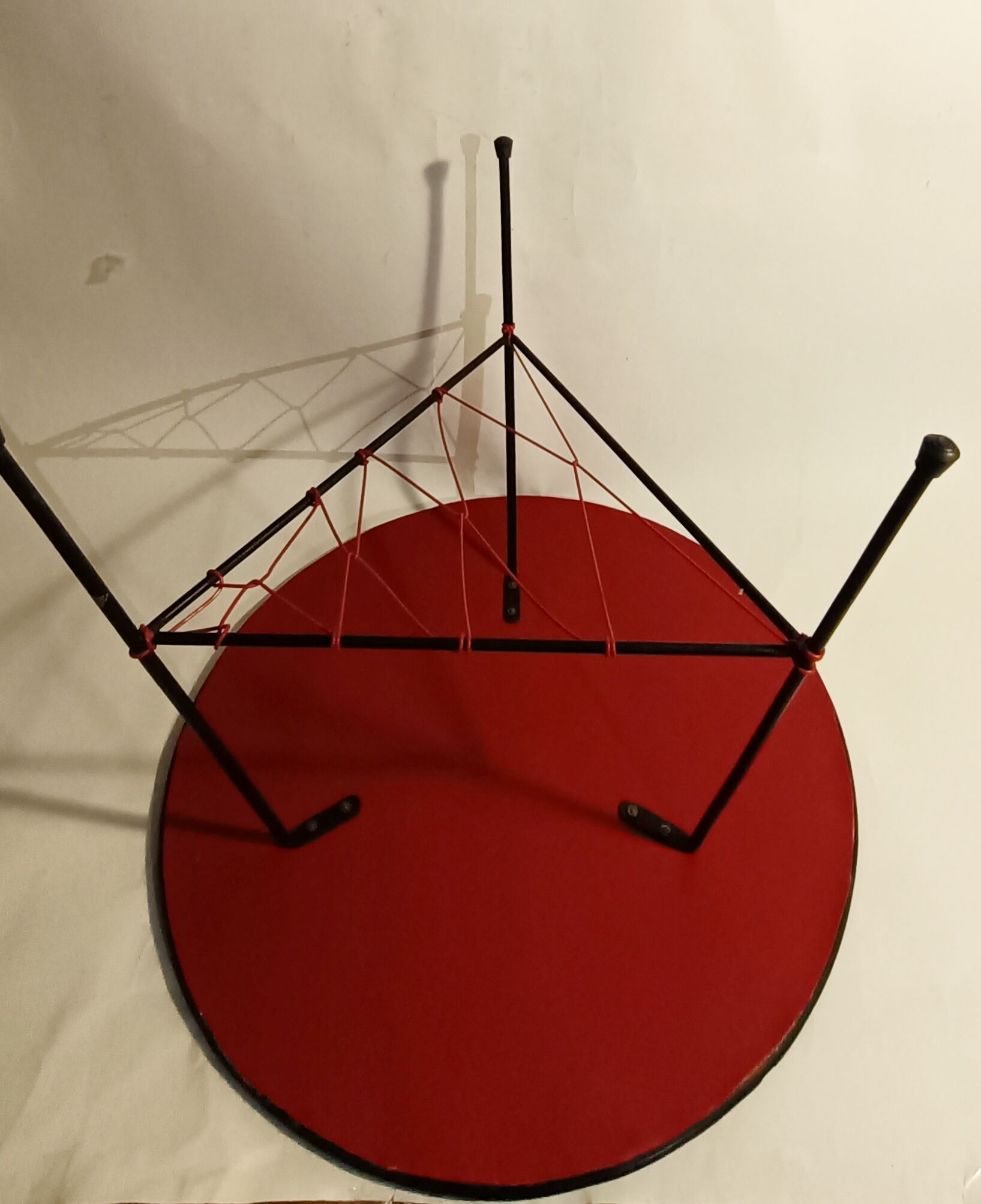 Vintage scoubidou tripod pedestal table 1950
