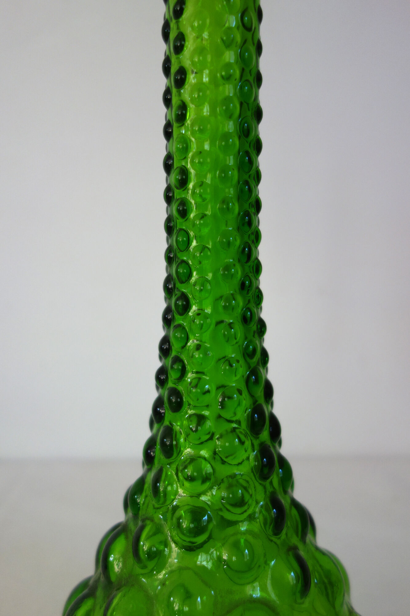 Carafe bottle in green glass bubbles Empoli 60s