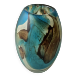 Polychrome blown glass ovoid vase signed Mdina - Circa 1960