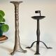Pair of Brutalist Vintage Steel Candlesticks