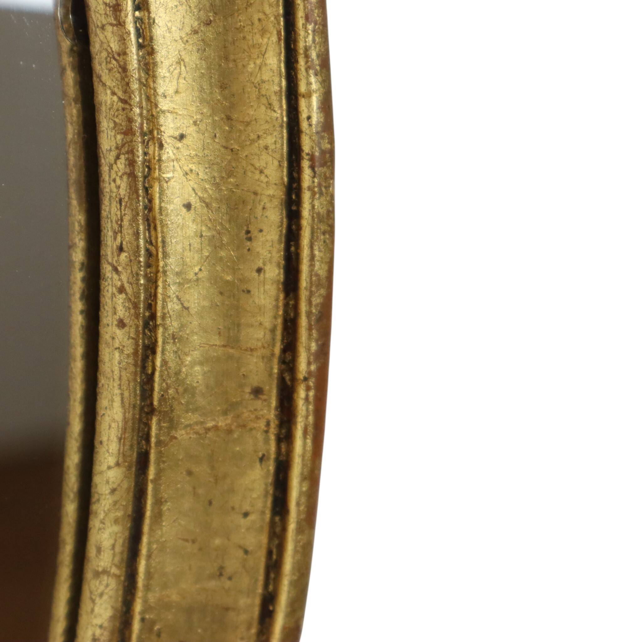 French Baroque-style gold-leaf gilded mirror with crest, 60 cm