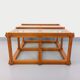 Vintage square coffee table in pine and smoked glass from the 70s and 80s.