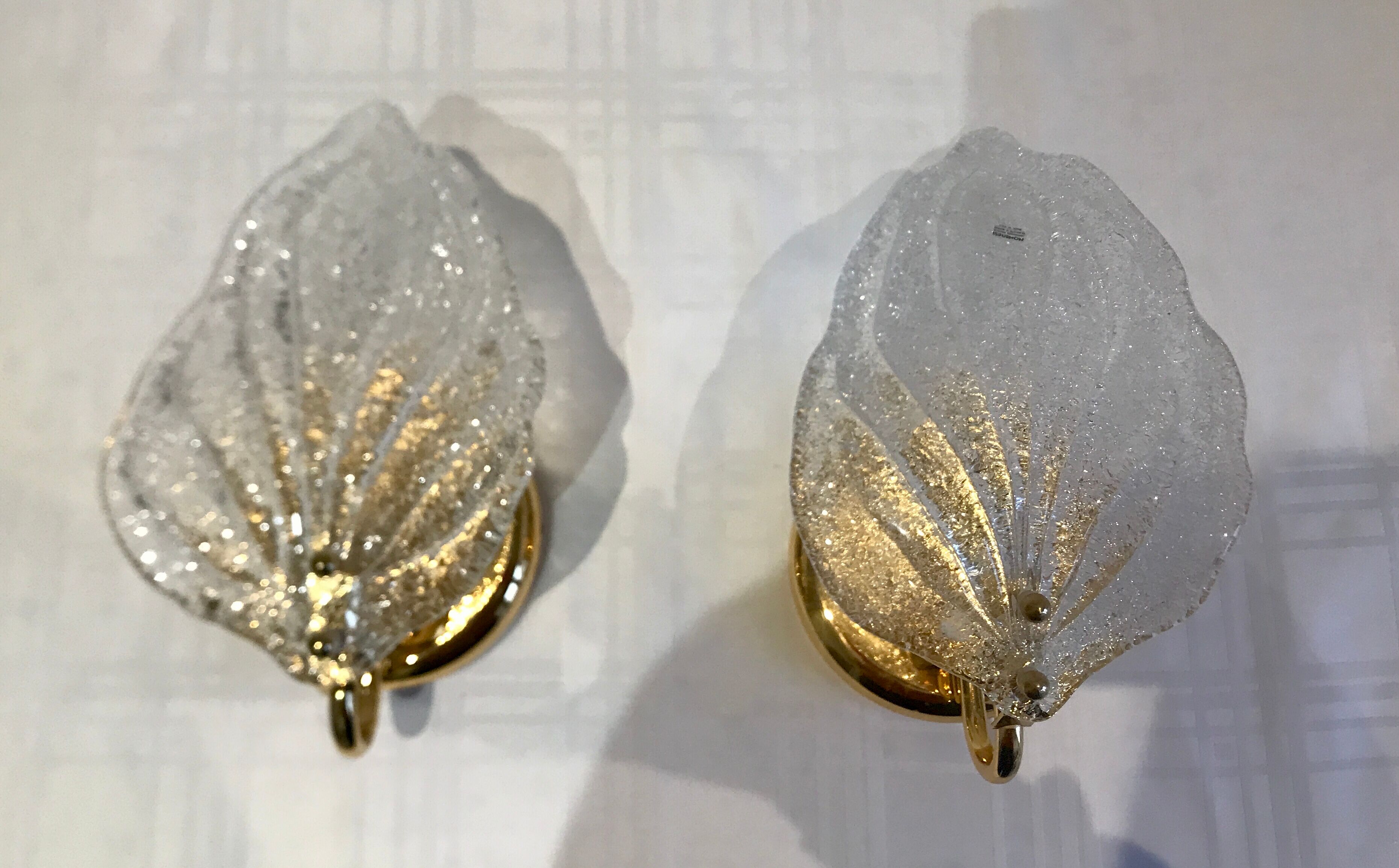 Pair of wall lamps Murano glass sheet