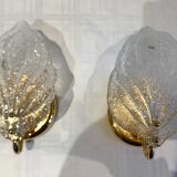 Pair of wall lamps Murano glass sheet