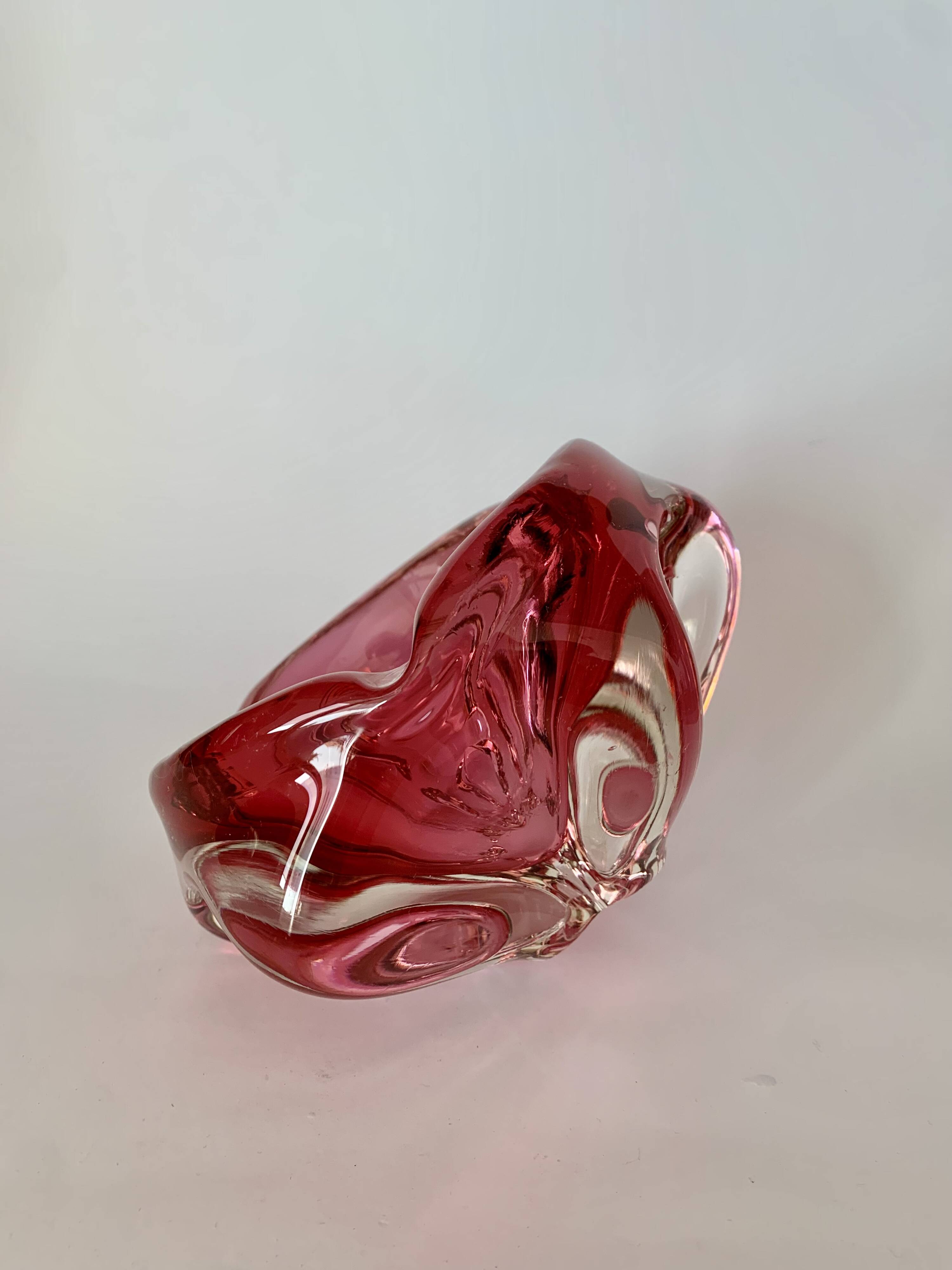 Pink Bowl by Jozef Hospodka for Chribska Sklarna, 1960s