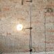 Vintage floor lamp silver-black, 1970
