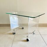 Desserte / Table Basse David Lange pour Roche Bobois Plexiglas & Verre 1970