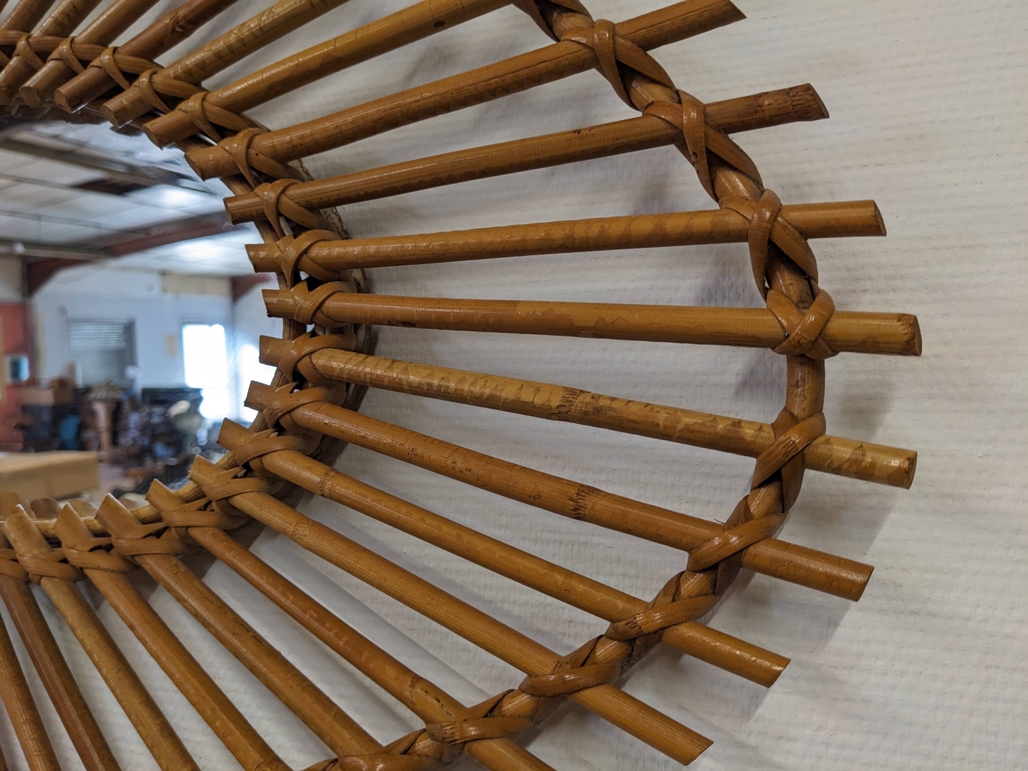 Rattan eye mirror from the 60s/70s