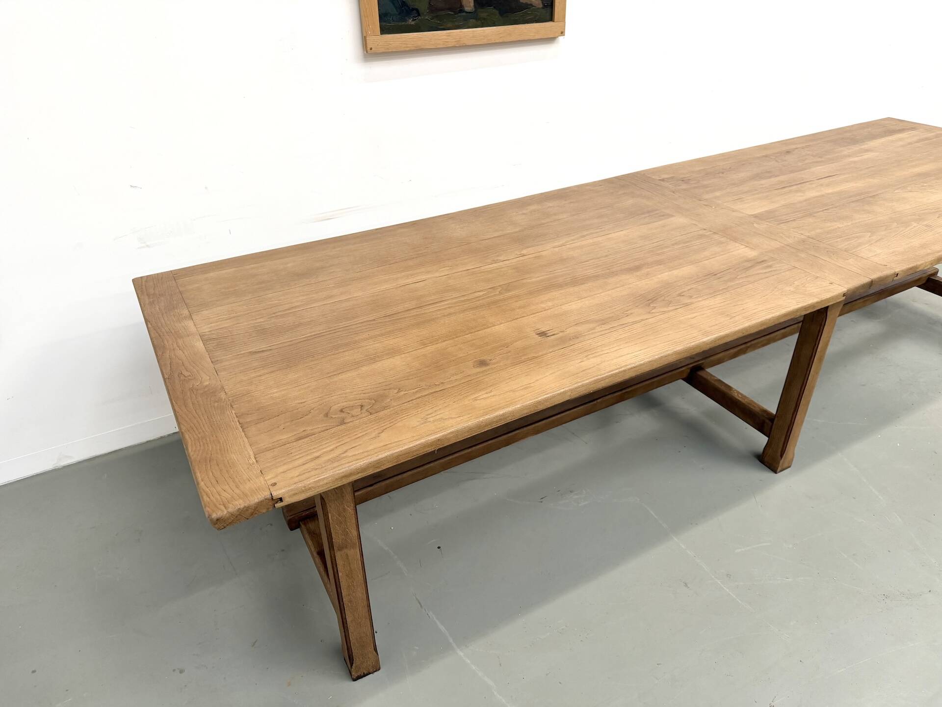 XXL farmhouse table in solid oak 350 cm - Reconstruction Style - 1950s