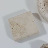 Vintage mid century travertine table set vide poche candleholder ashtray