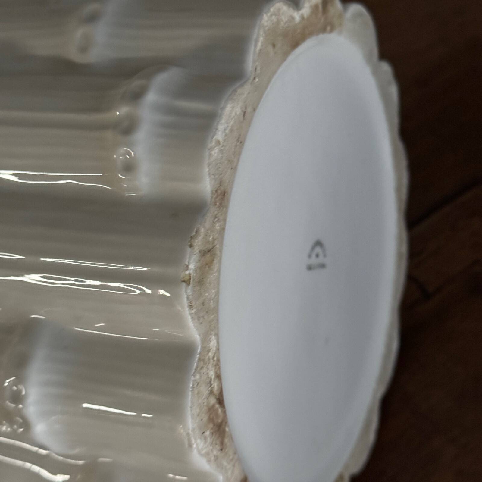 Cache-pot à décor de bambou en céramique blanche 1970 Portugal