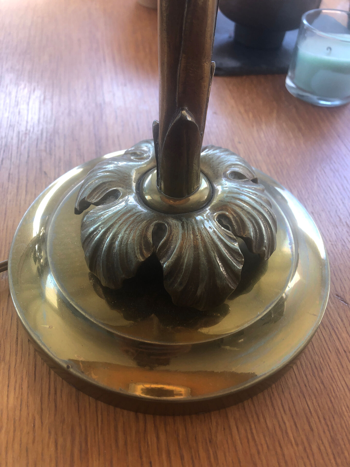 Lampe en bronze décor palmier Maison Bagués années 1970 en TBE