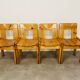 4 brutalist chairs by Silvio Coppola for Roche Bobois, solid pine