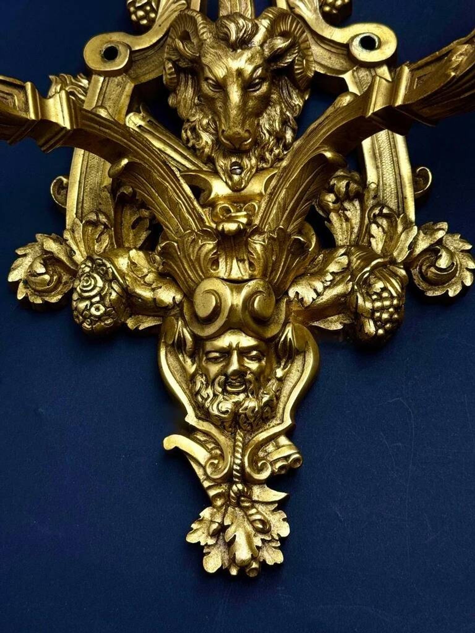 A pair of important gilt bronze wall sconces, Louis XVI style, 19th century.