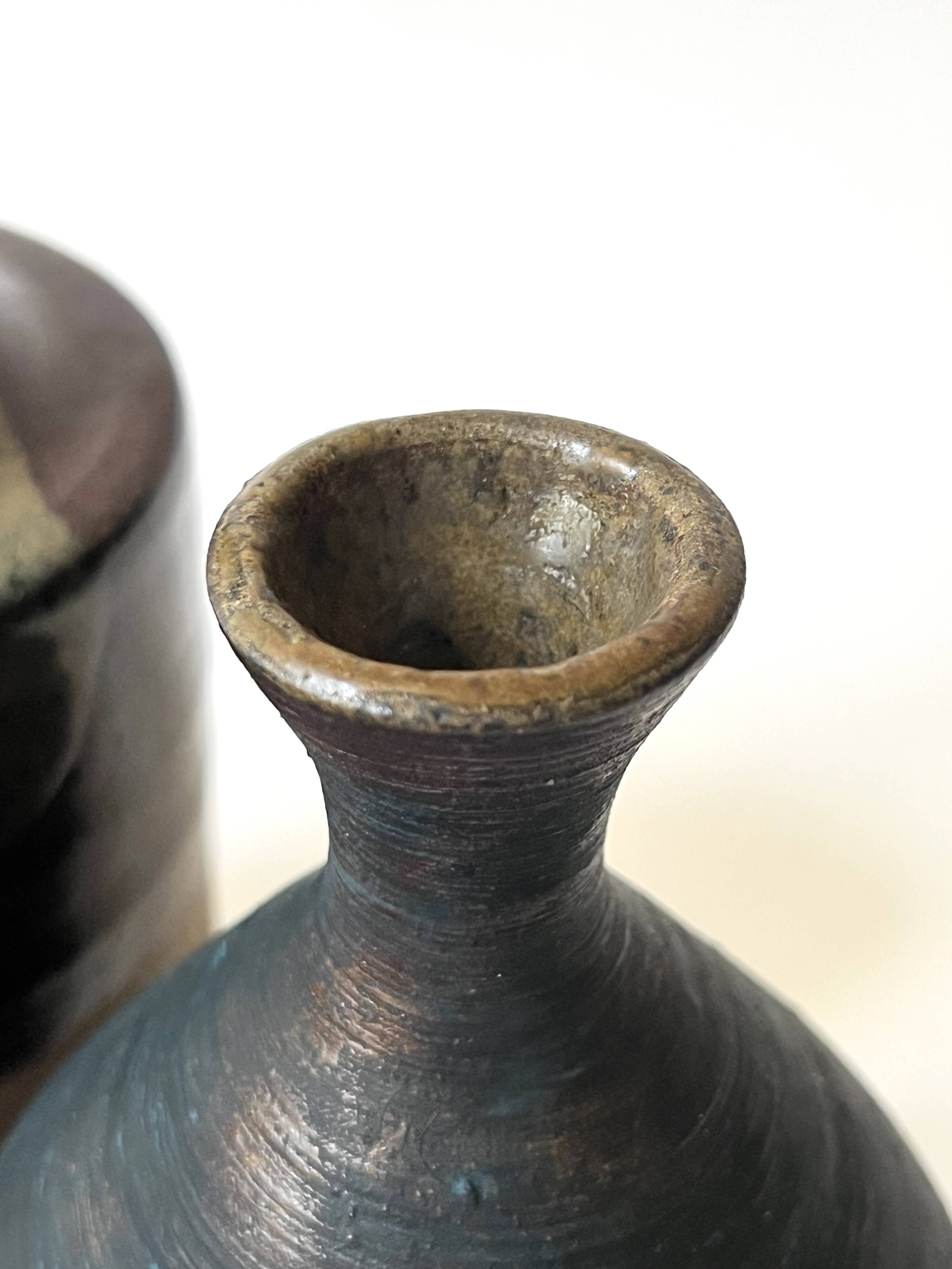 Handcrafted and signed stoneware vase, ceramic, circa 1970