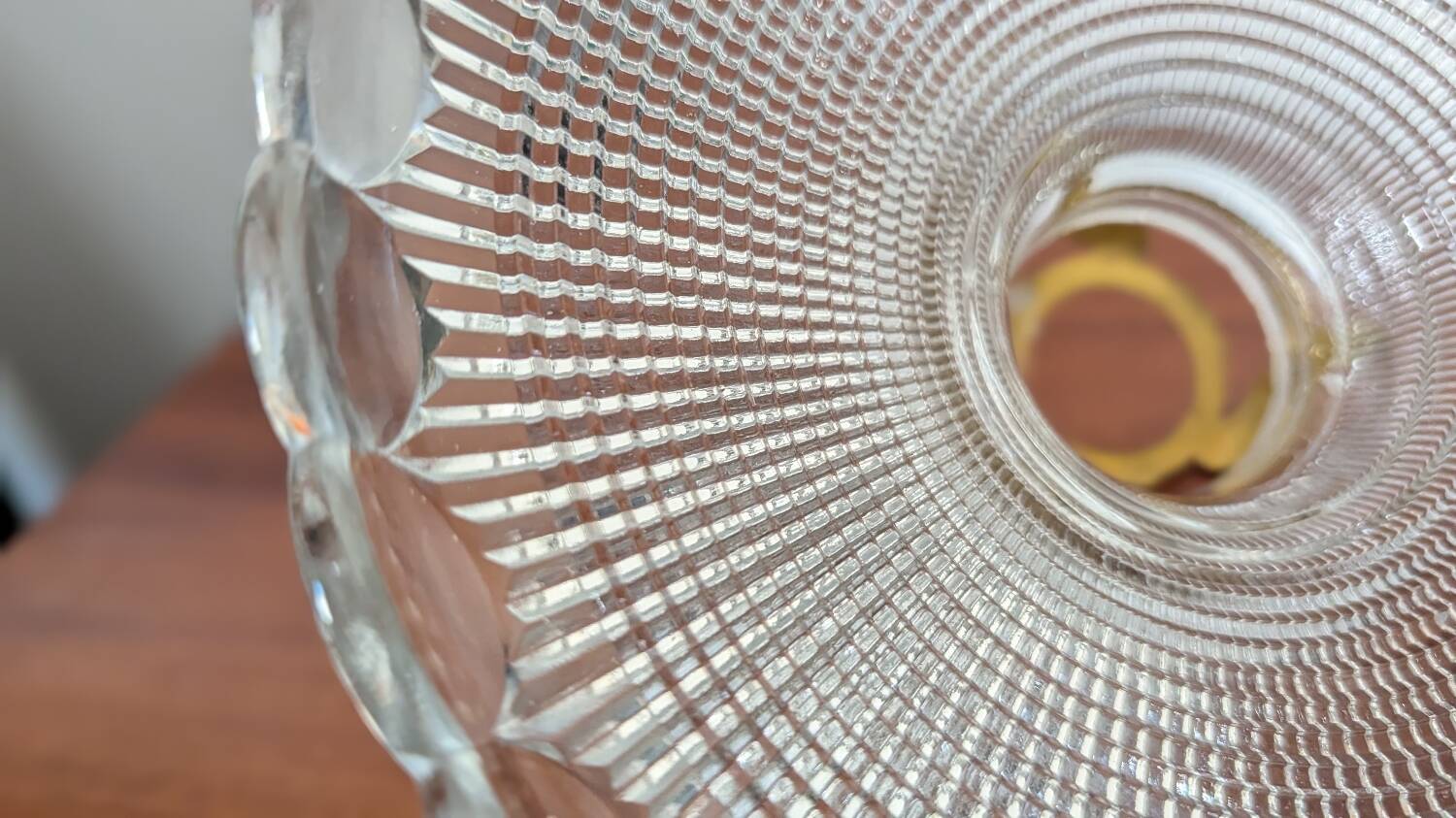 Moulded glass lampshade with concentric relief circa 1950