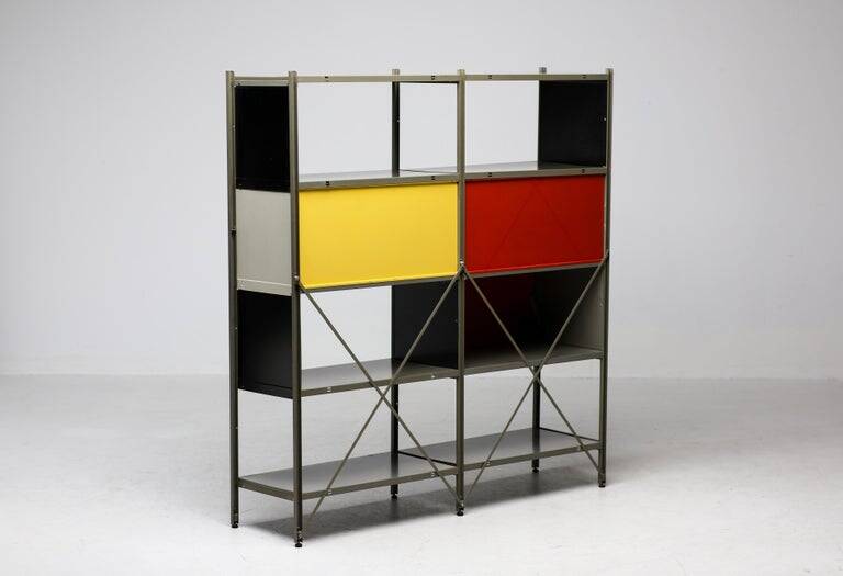 Wim Rietveld Model 663-2 Modular Metal Storage Cabinet for Gispen, 1954