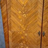 Curved Louis XV style armoire with floral marquetry, 20th century period.