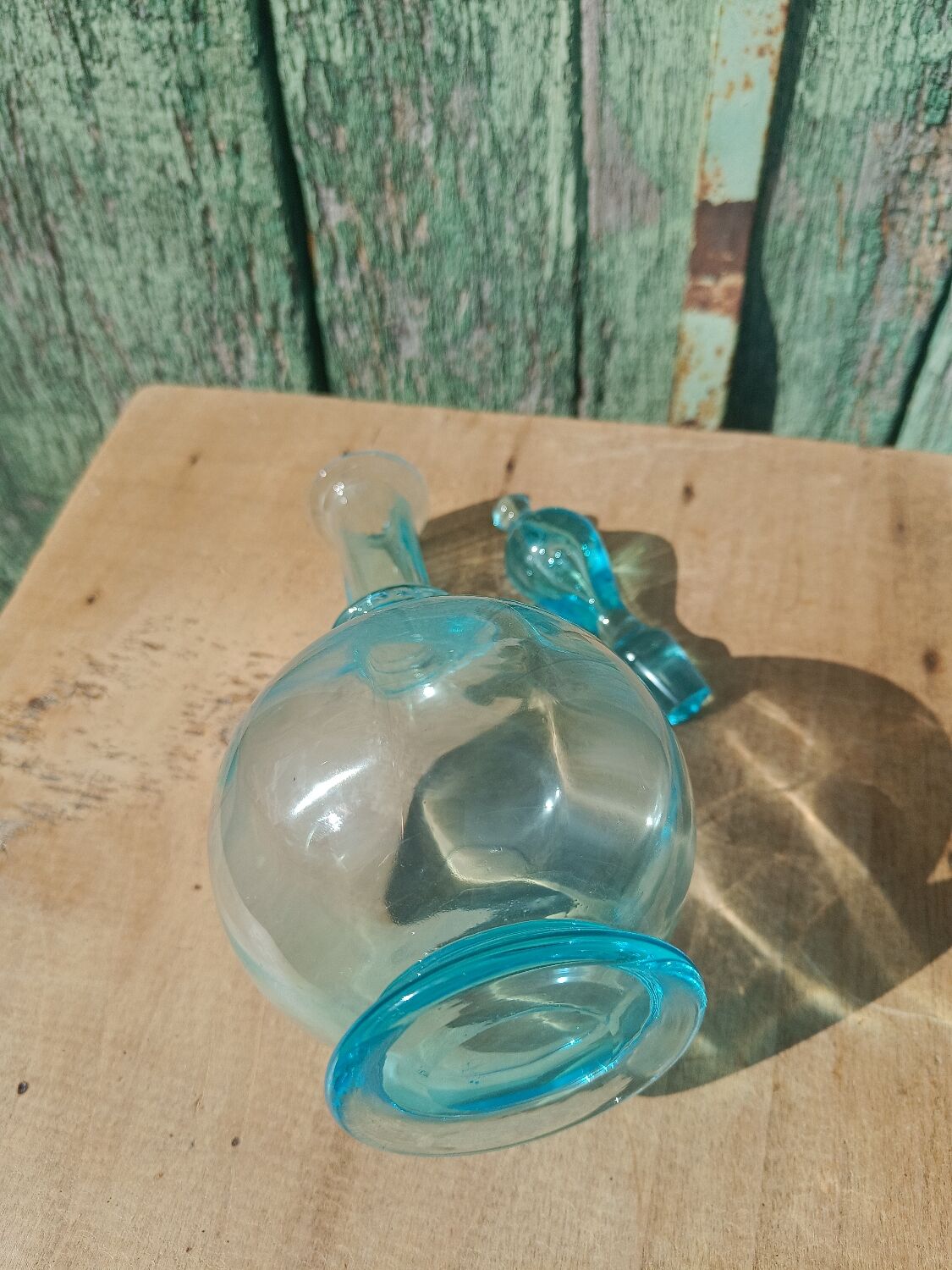 Old blue glass bottle