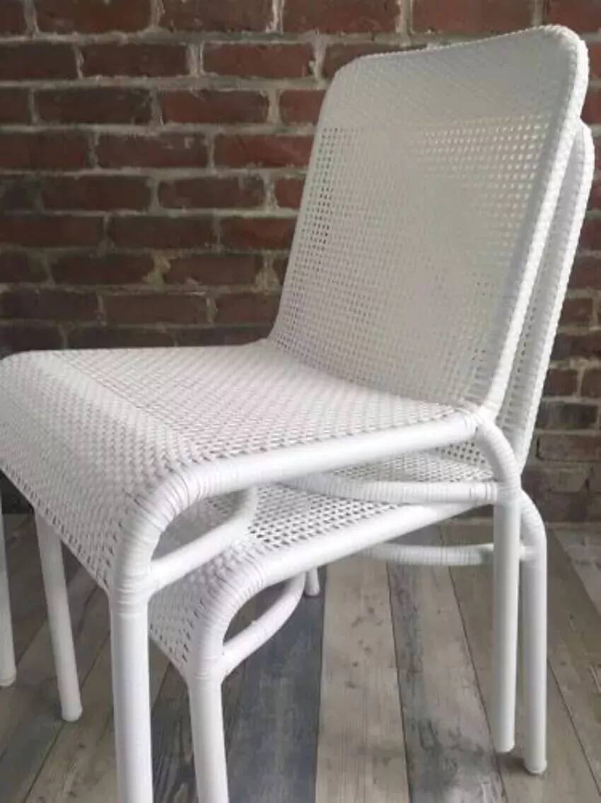 White woven resin garden chair
