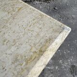 Natural beige travertine coffee table from the 1970s — minimalist Italian design, solid square top
