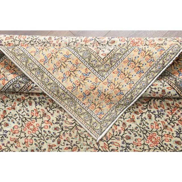 1970s Turkish Oushak Handmade Wool Cotton Orange Area Rug 199x291