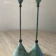 Pair of vintage brass and metal candlesticks