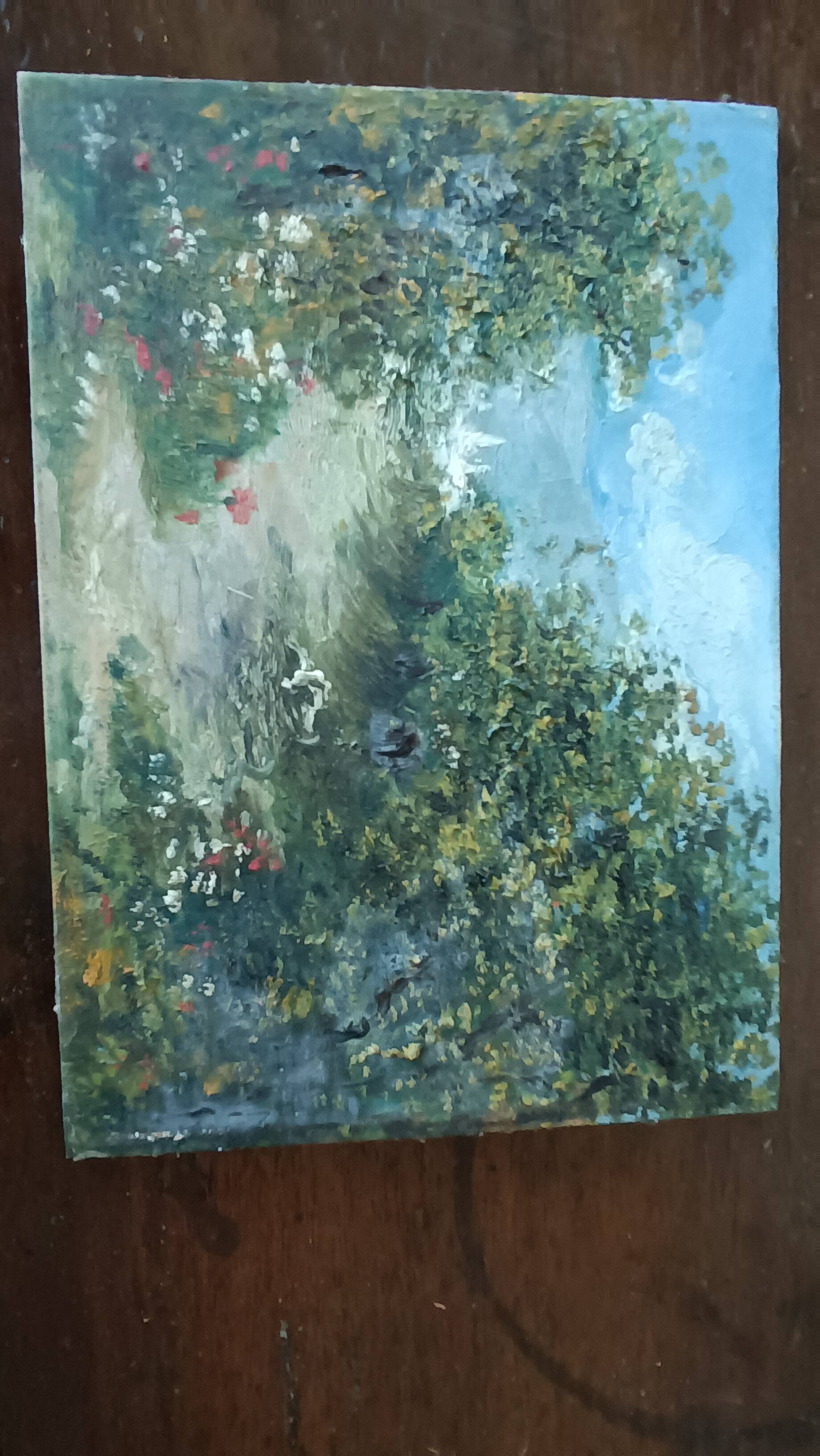 Late 19th century painting on panel of rural landscape