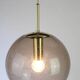 Suspension boule en verre fumé et laiton Limburg, Allemagne, années 1970