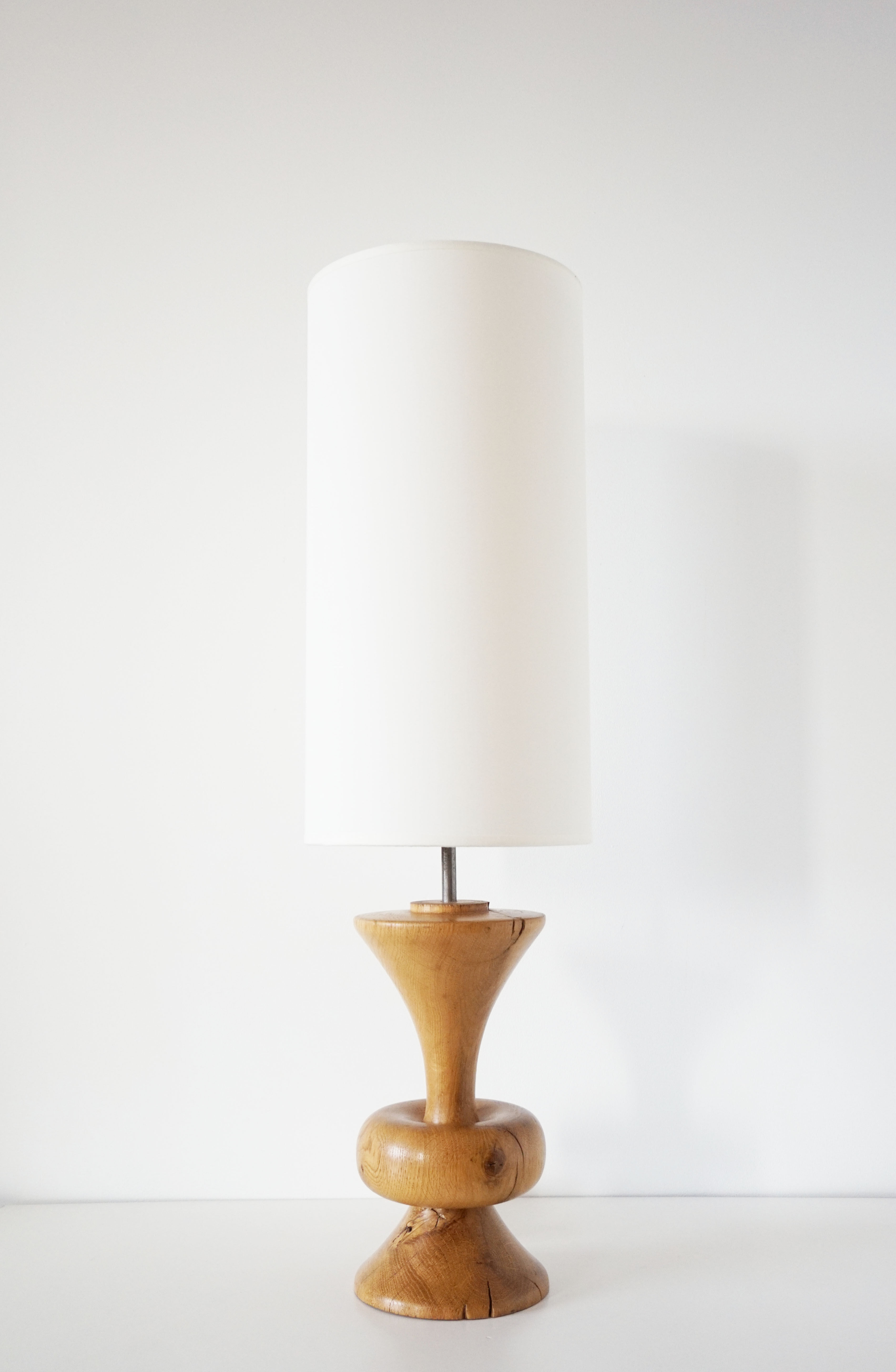 Large vintage turned wooden lamp