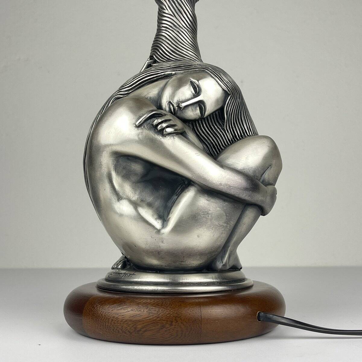 Vintage silver table lamp man and woman by Ottaviani, Italy, 1970s.