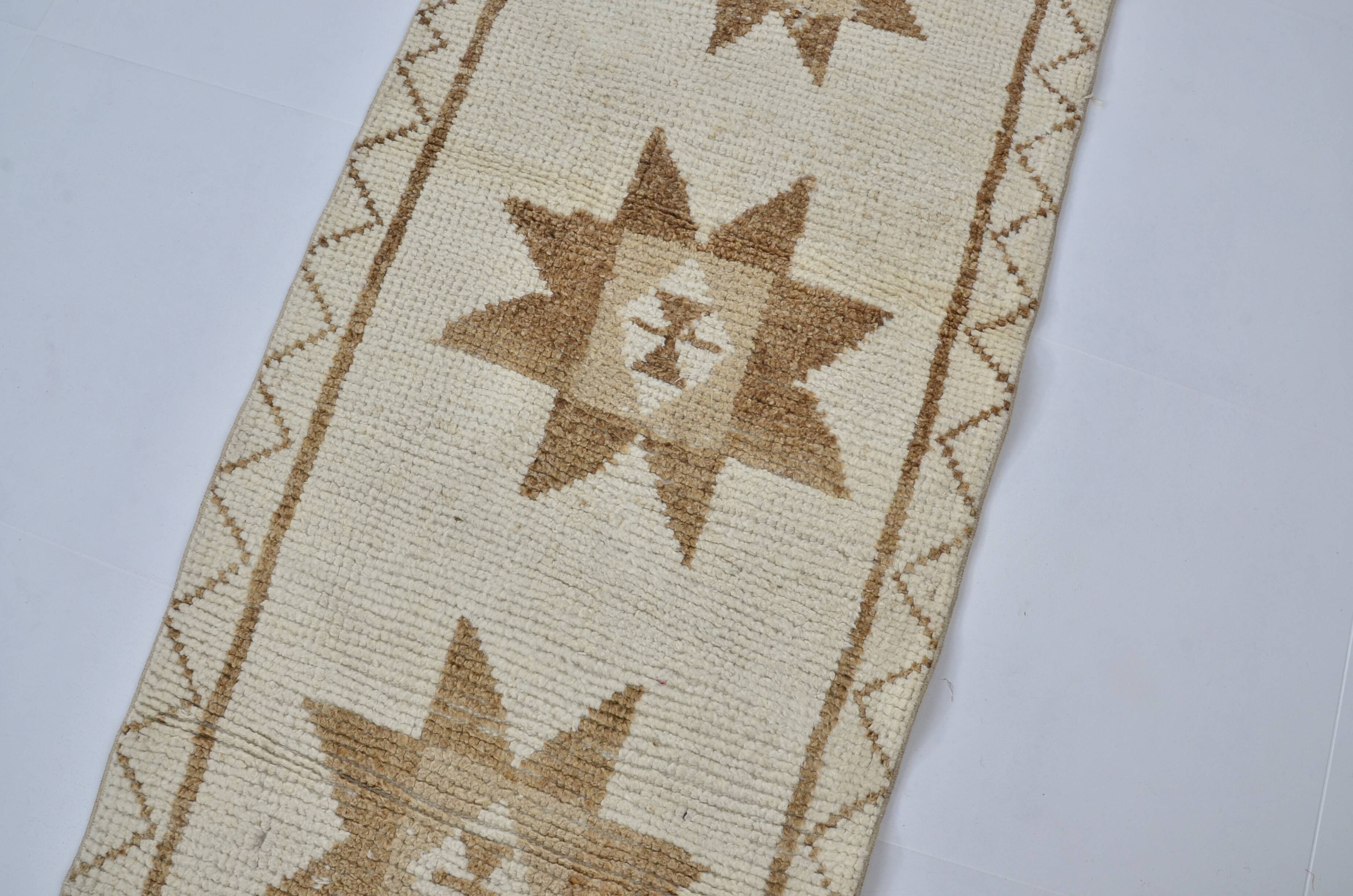 White And Brown Floral Runner Carpet sku 2069