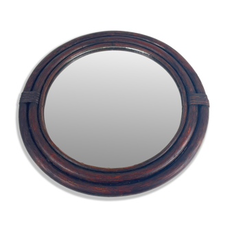 Round rattan mirror, 1970