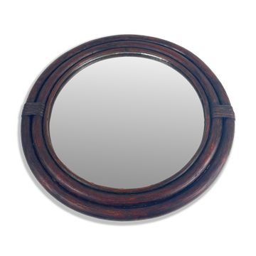 Miroir rond en rotin, 1970