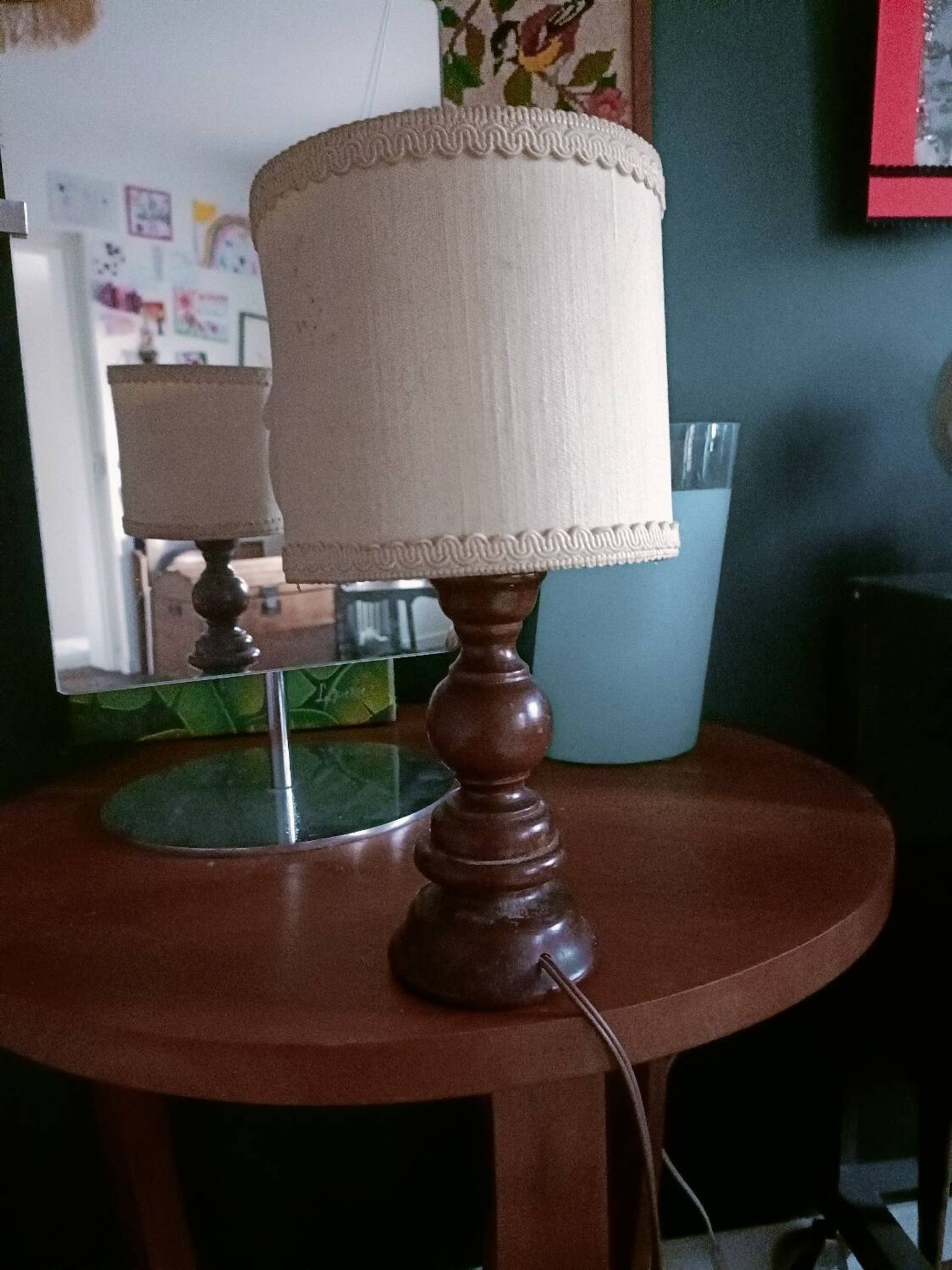 Minimalist turned wood lamp