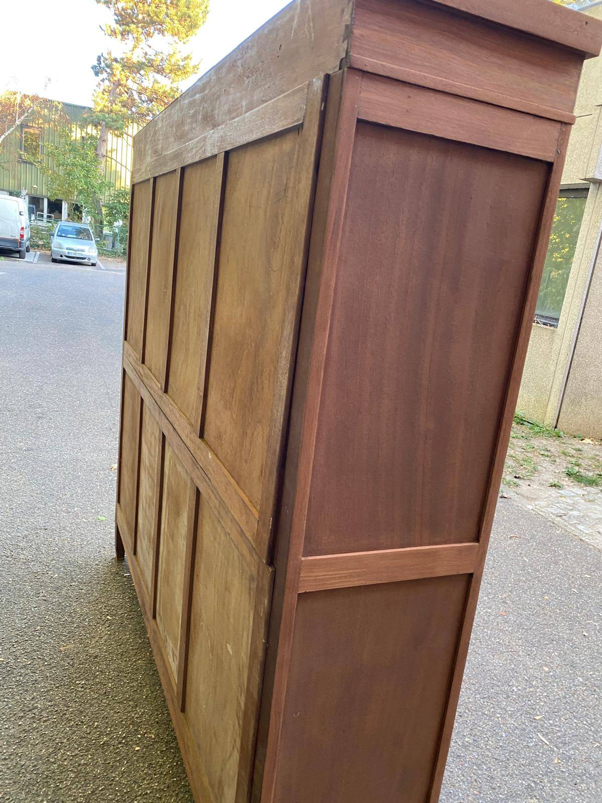 Large Art Deco Display Library stripped in solid mahogany 1930 200cm