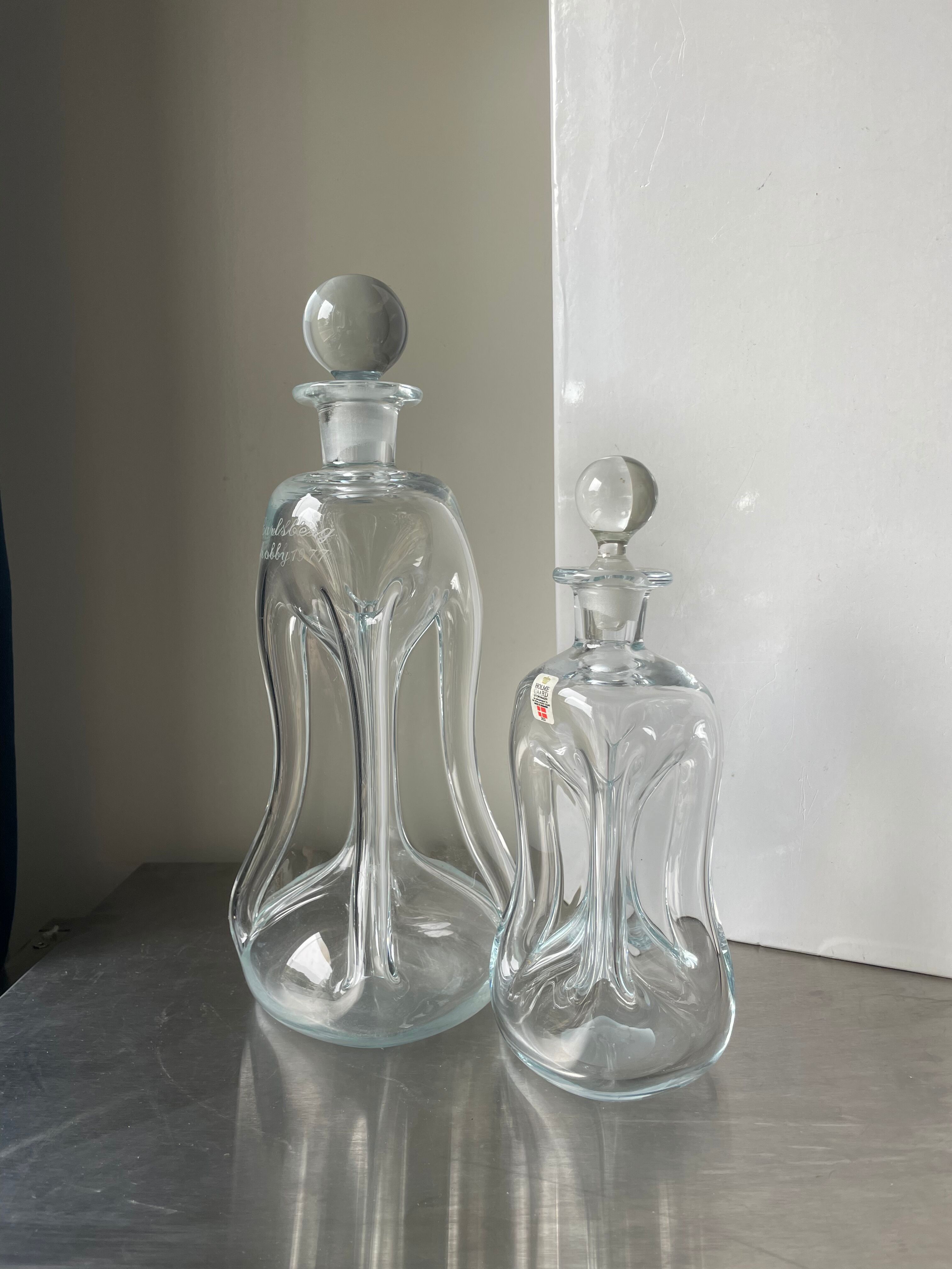 Holmegaatd set of 2 Decanters XL & L sizes Vintage